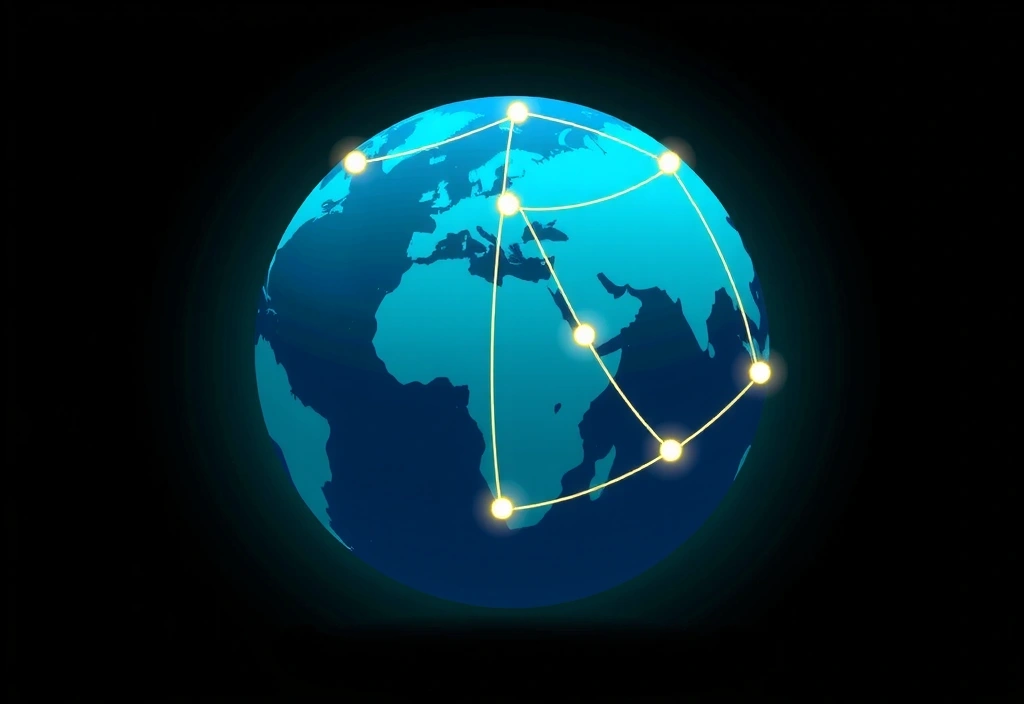 Globe with shipping routes connecting European countries